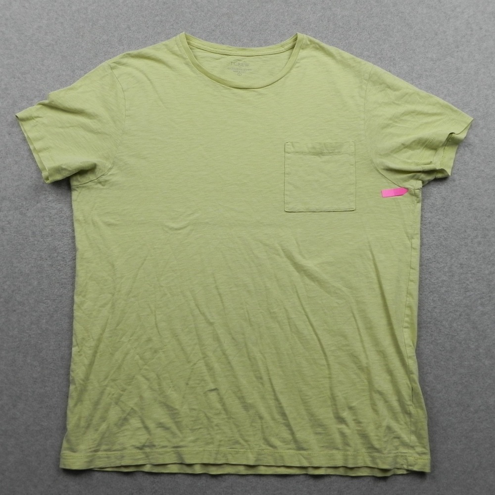 J Crew T-Shirt Mens Large Garment-Dyed Crew Neck Pocket Tee Yellow Short Sleeve